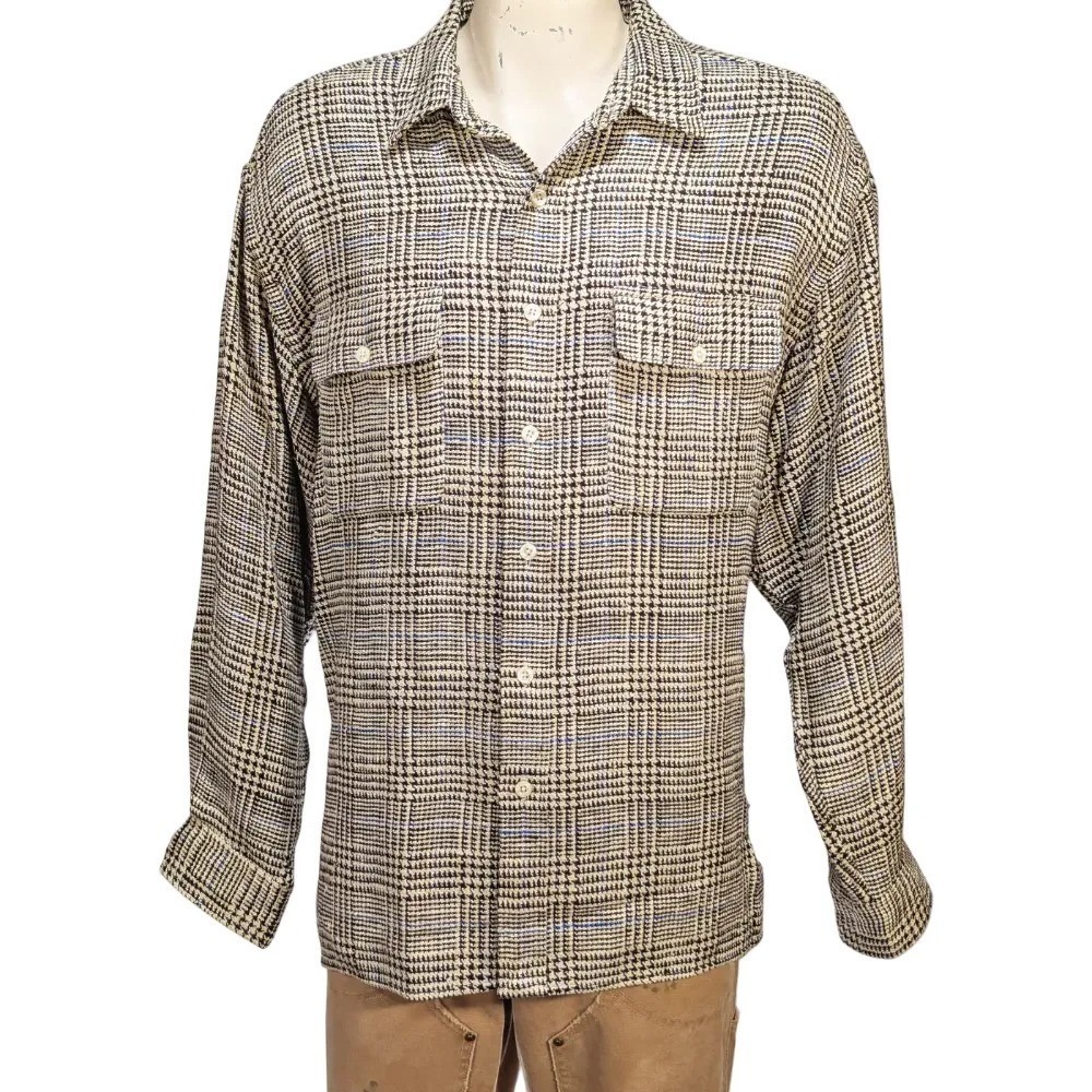 Polo Ralph Lauren Folson Silk Prince of Wales Plaid Button Down Shirt Sz XXL EUC - Picture 1 of 7